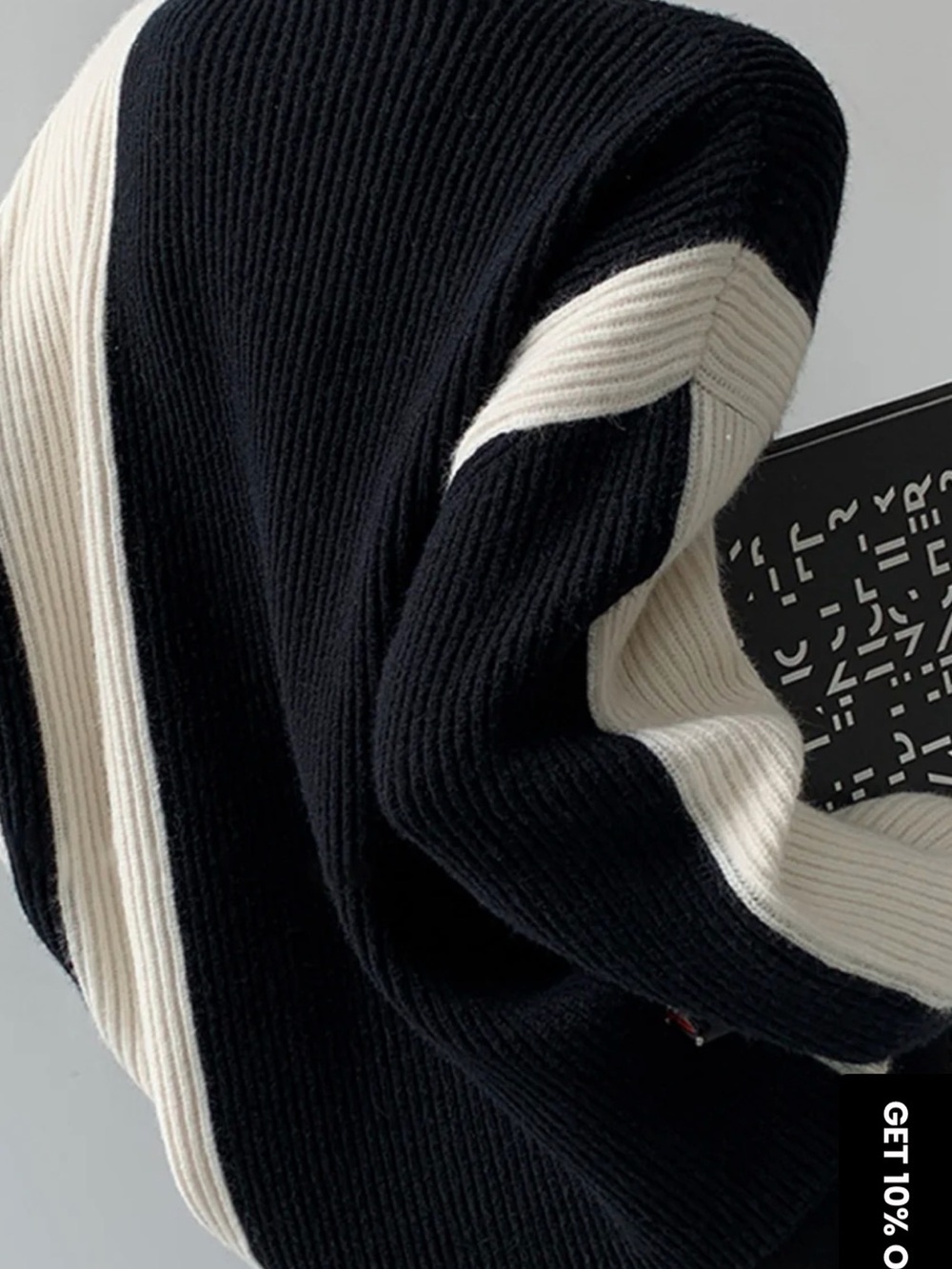 Commense Black & Cream Colorblock Ribbed Sweater Set - Picture 6 of 12